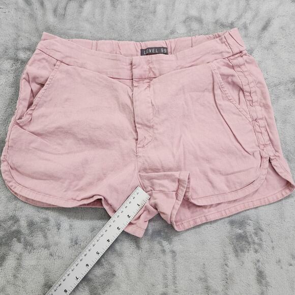 Anthropologie Level 99 Shorts Womens 27 Pink Linen Lyocell Blend Shortie Beach - Picture 9 of 11